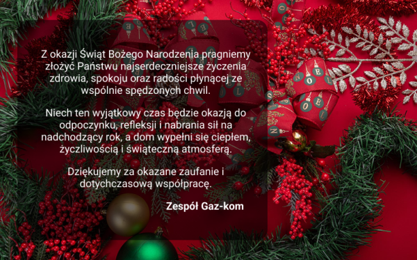 Życzenia świąteczne od Gaz-Kom